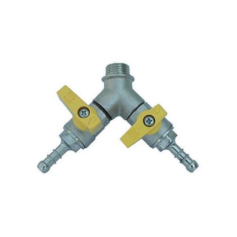 Bolla fil. Maschio M 1/2" x 13 a due rubinetti a sfera per gas combustibili con portagomma G0334N04