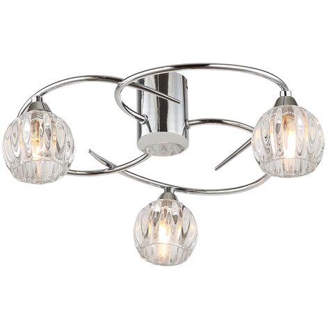 HARPERLIVING BOLLA LED 3 Lights Energy Saving LED Ceiling Light, Polished Chrome, Warm White (3000K), Bulbs Included
