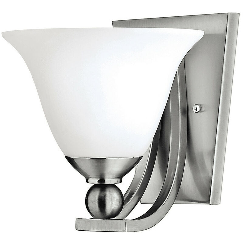 Elstead - Bolla - 1 Light Wall Light Brushed Nickel Glass Shade, E27