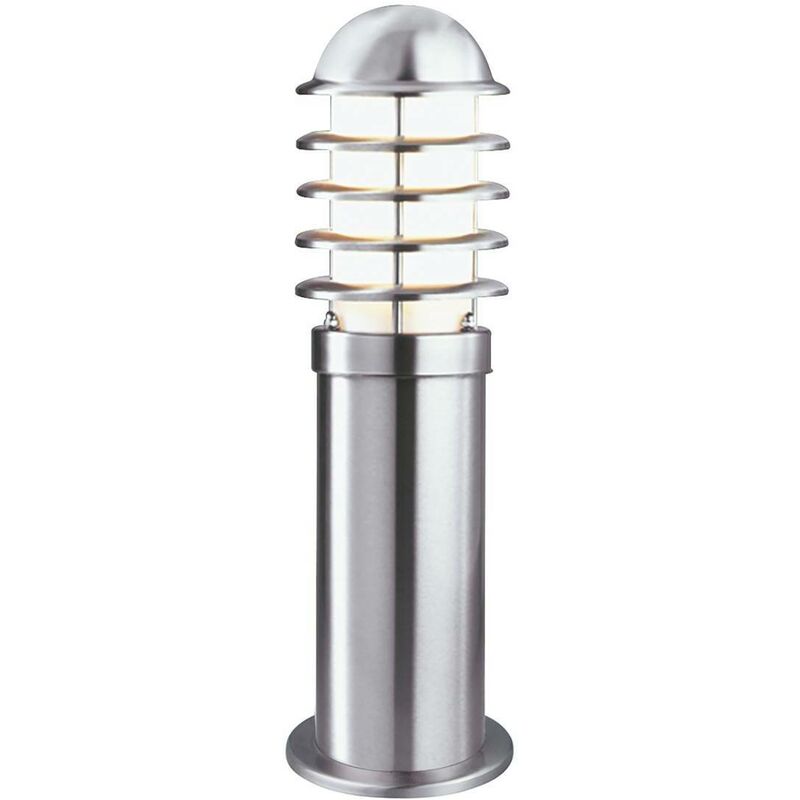 Louvre - 1 Light Outdoor Bollard Light Stainless Steel IP44, E27 - Searchlight