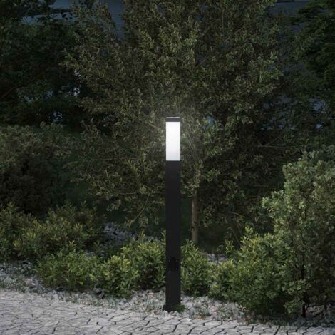 Bollard Light with Outlet 80 cm Black IP44 vidaXL