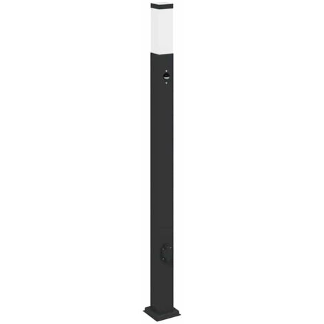 Bollard Light with Sensor&Outlet 110 cm Black IP44 vidaXL