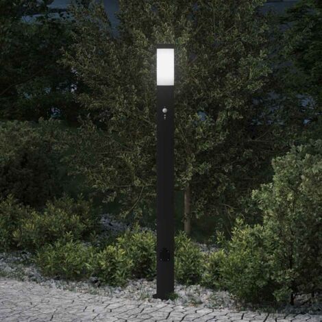 Bollard Light with Sensor&Outlet 110 cm Stainless Steel IP44 vidaXL