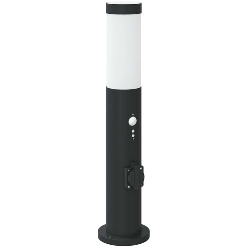 Bollard Light with Sensor&Outlet 50 cm Stainless Steel IP44 vidaXL