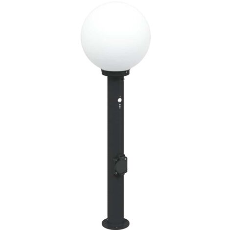 Bollard Light with Sensor&Outlet 80 cm Black IP44 vidaXL