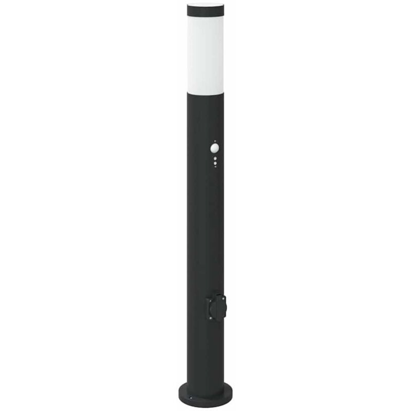 Bollard Light with Sensor&Outlet 80 cm Stainless Steel IP44 vidaXL