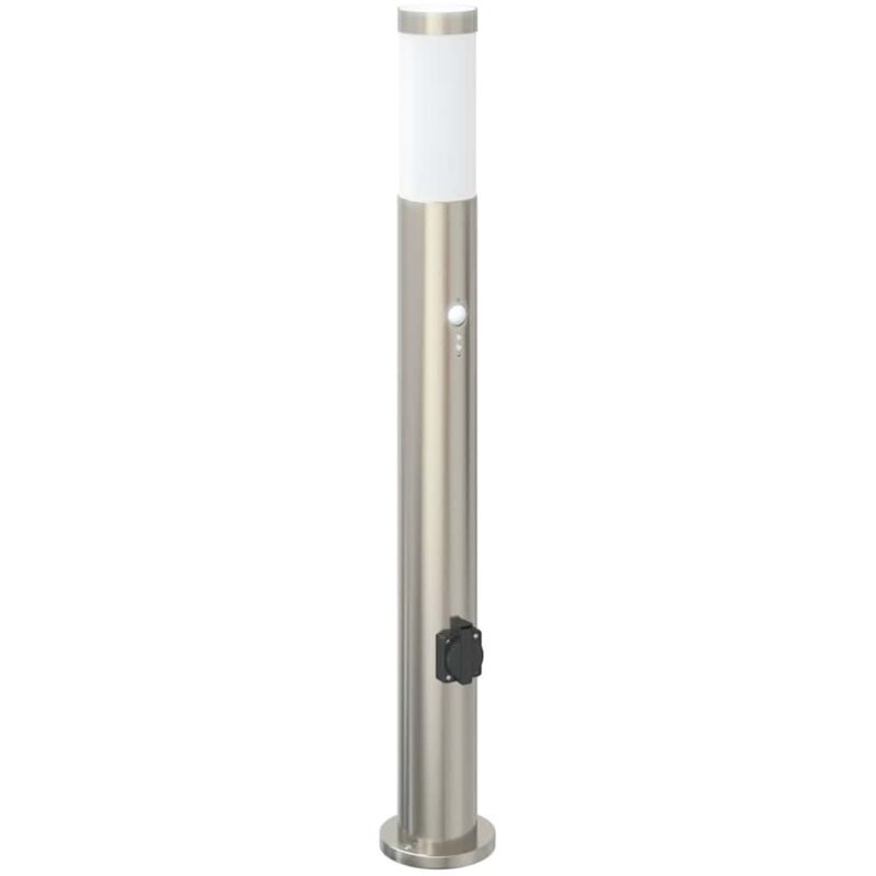 Bollard Light with Sensor&Outlet 80 cm Stainless Steel IP44 vidaXL