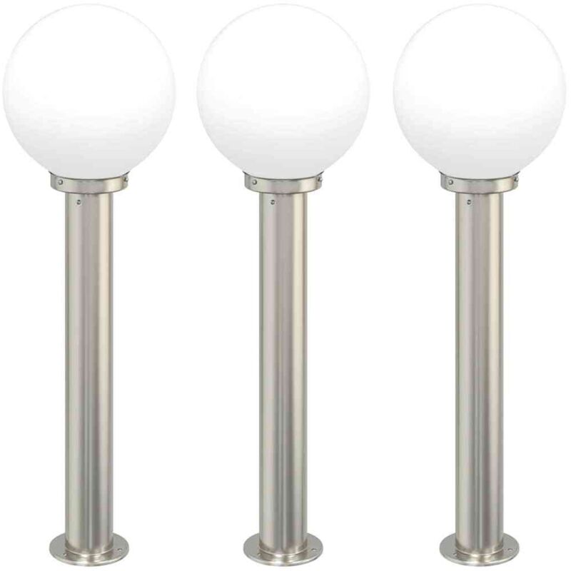 Bollard Lights 3 pcs 80 cm Stainless Steel IP44 vidaXL