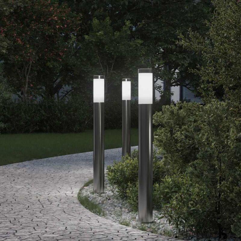 Bollard Lights 3pcs 80 cm Stainless Steel IP44 vidaXL