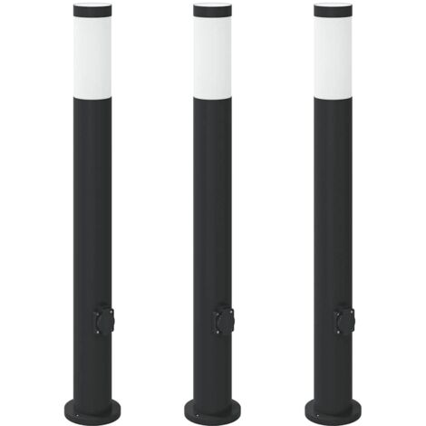 Bollard Lights with Outlet 3pcs 80 cm Stainless Steel IP44 vidaXL