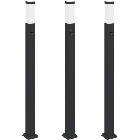 Bollard Lights with Sensor 3 pcs 110 cm Black IP44 vidaXL