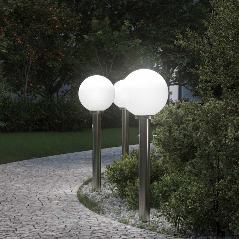 Bollard Lights with Sensor 3 pcs 80 cm Stainless Steel IP44 vidaXL