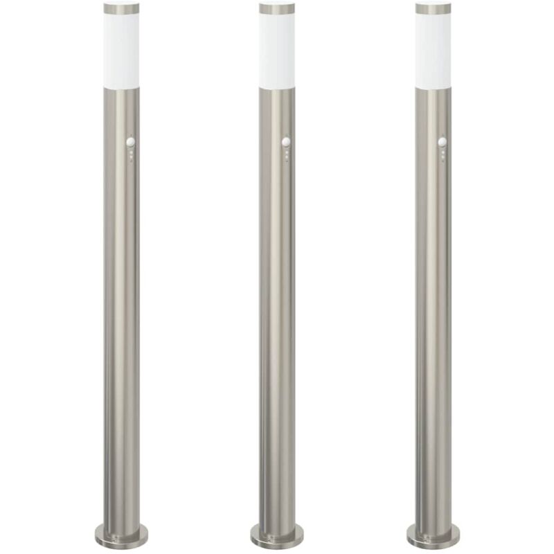 Bollard Lights with Sensor 3pcs 110 cm Stainless Steel IP44 vidaXL