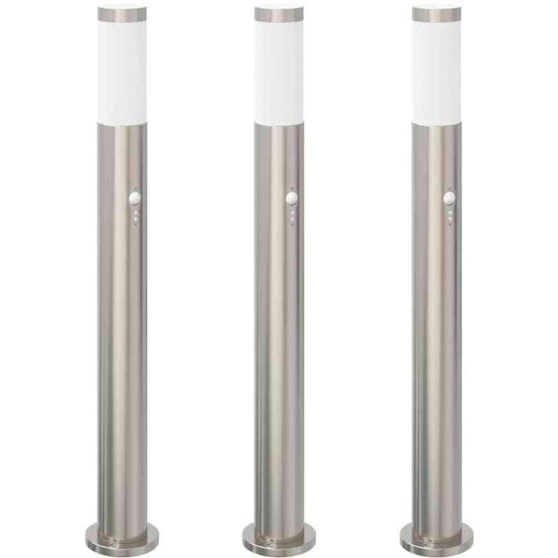 Bollard Lights with Sensor 3pcs 80 cm Stainless Steel IP44 vidaXL