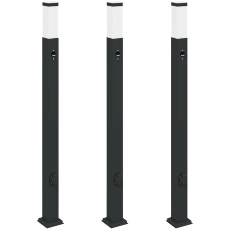 Bollard Lights with Sensor&Outlet 3 pcs 110 cm Black IP44 vidaXL