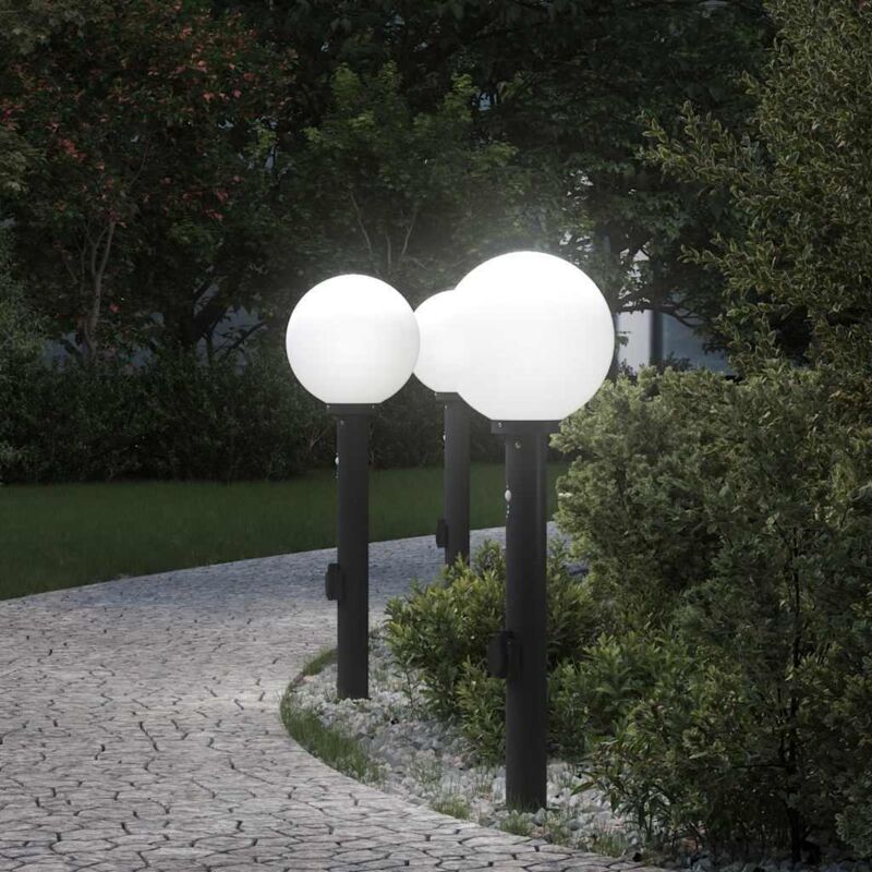 Bollard Lights with Sensor&Outlet 3 pcs 80 cm Black IP44 vidaXL