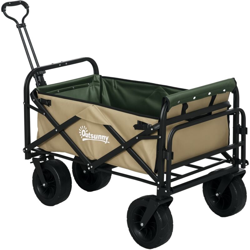 Outsunny - Bollerwagen Klappbarer Lastenwagen, Transportwagen Mit Griff, Strandwagen, Gartenwagen Mit Tragetasche, Max. 100 Kg Belastbar, Oxford,