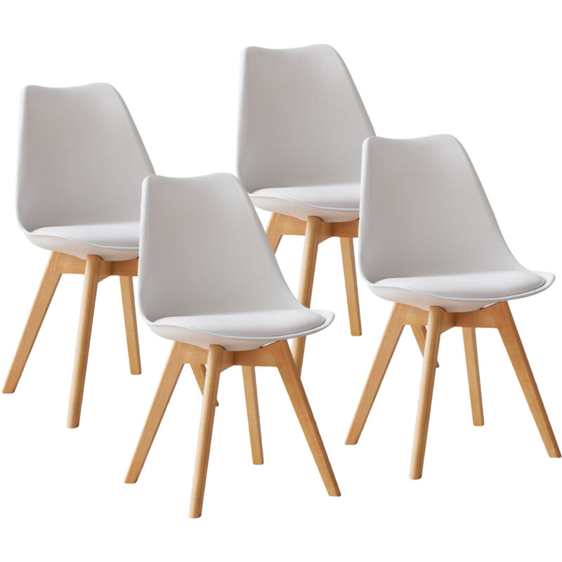Bolli - Chaises de Salle à Manger Scandinave Lot de 4, Chaise de Cuisine, Idéal pour Salle à Manger, Salon, Chambre à Coucher (Tulipe, Blanc)