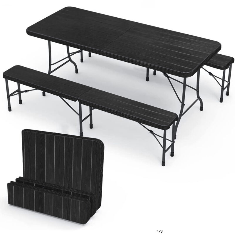Ensemble Table Pliante et 2 Bancs - Table de Jardin 8 Personnes - pour