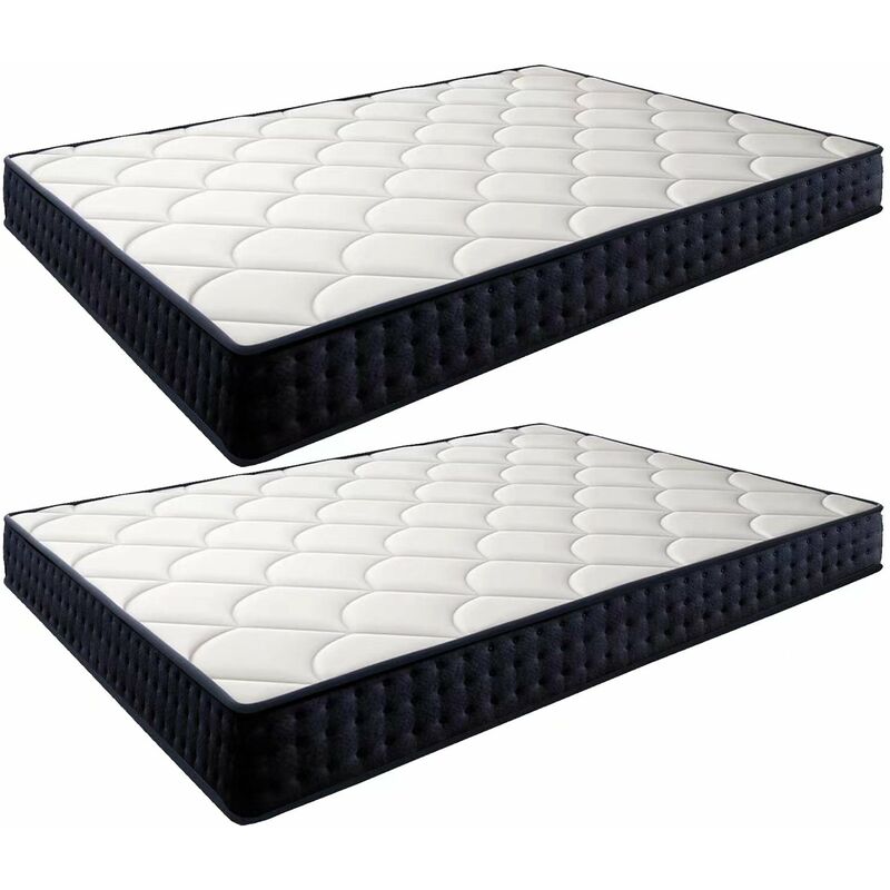 Bolli - Matelas Lot 2 90x200 - Épaisseur 15cm - Luxe Matelas de Lit d'Adulte et d'enfant - Mousse à Mémoire - 7 Zones de Confort Mousse Mémoire