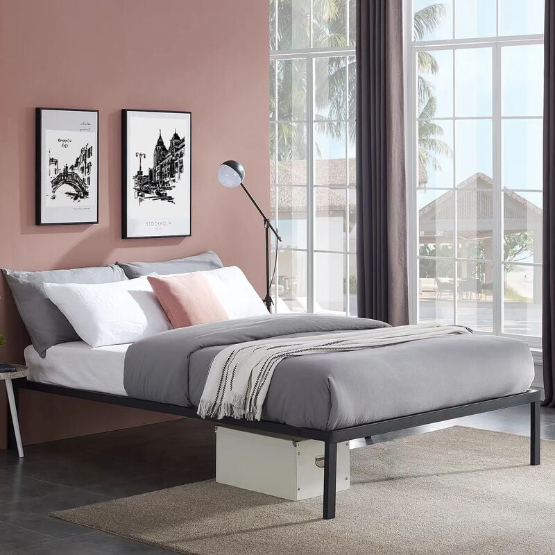 Sommier 90x190cm - Cadre de Lit - pour Adultes, Enfants et Adolescents - Support de Matelas - Montage Facile (90x190-4Pieds) - Bolli