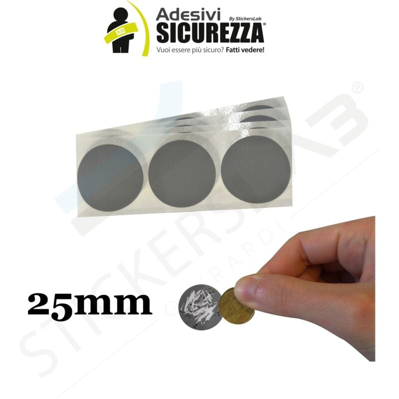 Image of Stickerslab - Bollini Scratch off modello gratta e vinci adesivi a cerchio in vari colori Modello - Cerchio Silver - 25mm, Numero Pezzi - 100 pcs.