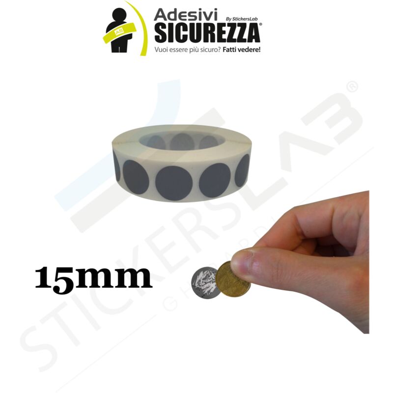 Image of Stickerslab - Bollini Scratch off modello gratta e vinci adesivi a cerchio in vari colori Modello - Cerchio Silver - 15mm, Numero Pezzi - 300 pcs.
