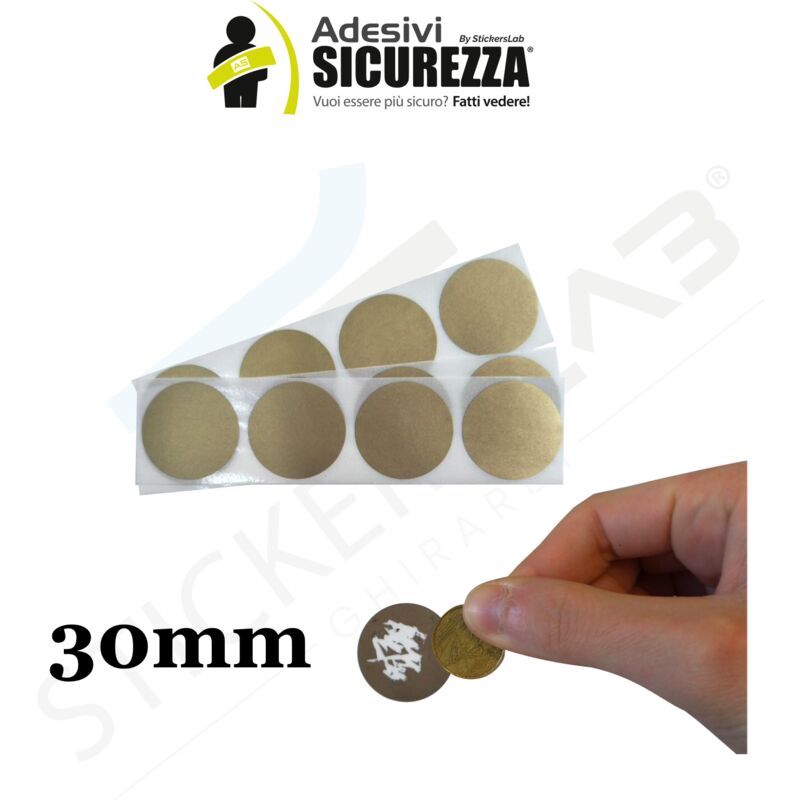 Image of Stickerslab - Bollini Scratch off modello gratta e vinci adesivi a cerchio in vari colori Modello - Cerchio Oro - 30mm, Numero Pezzi - 300 pcs.