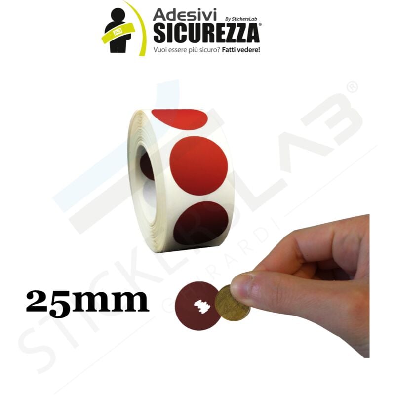 Image of Stickerslab - Bollini Scratch off modello gratta e vinci adesivi a cerchio in vari colori Modello - Cerchio Rosso - 25mm, Numero Pezzi - 500 pcs.