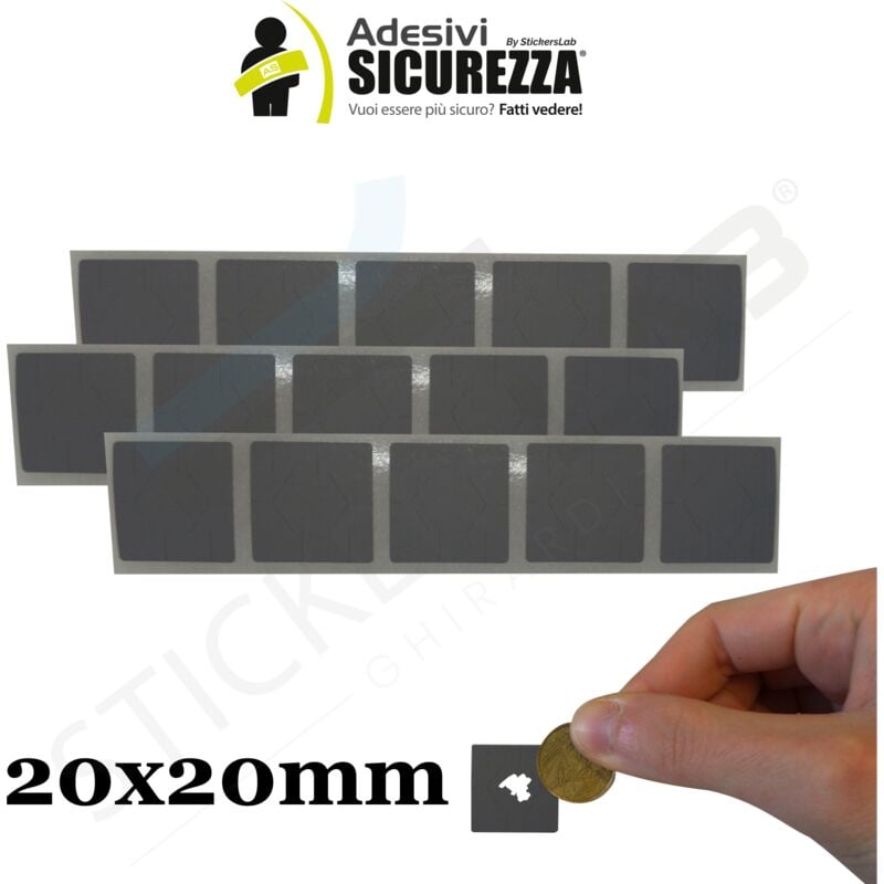 Image of Stickerslab - Bollini Scratch off modello gratta e vinci adesivi forma quadrata Modello - Quadrato Silver - 20x20mm, Numero Pezzi - 100 pcs.