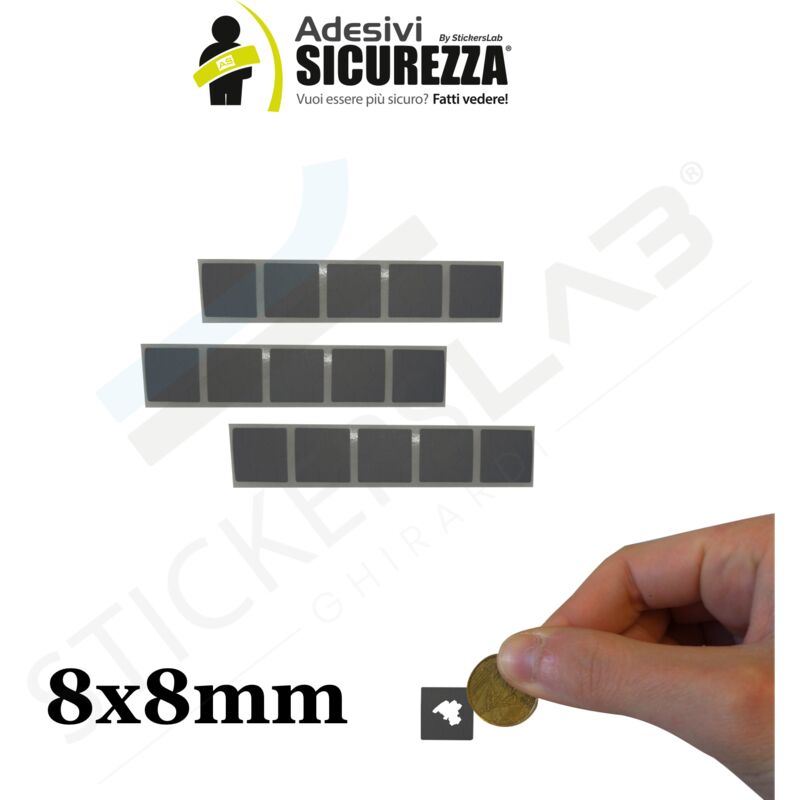 Bollini Scratch off modello gratta e vinci adesivi forma quadrata Modello - Quadrato Silver - 8x8mm, Quantità - 300 pcs.