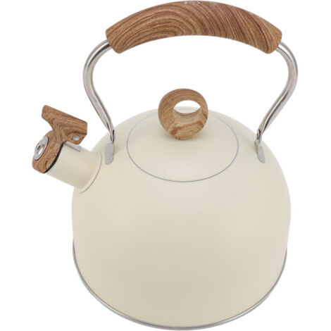Bollitore da tè Eosnow da 2,5 litri con fischietto, in acciaio inox con manico, per fornelli elettrici e a gas, beige.