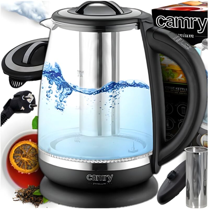 Bollitore elettrico Camry cr 1290 1,7 l nero, trasparente