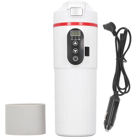 Bollitore elettrico per auto Eosnow da 500 ml, tazza riscaldante in acciaio inossidabile, display intelligente della temperatura, tazza con presa accendisigari, bianco