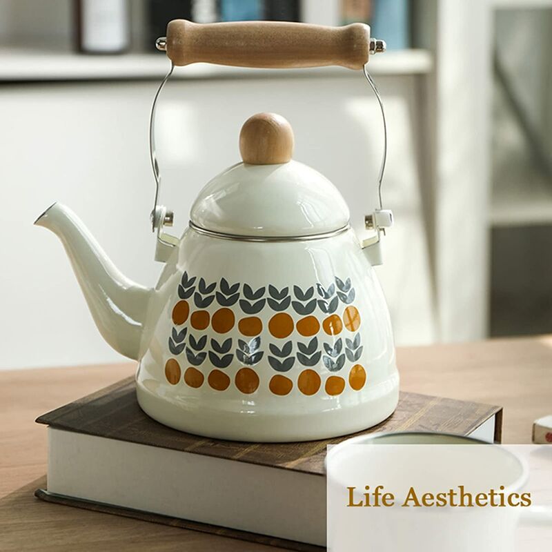 Bollitore smaltato vintage, bollitore a gas