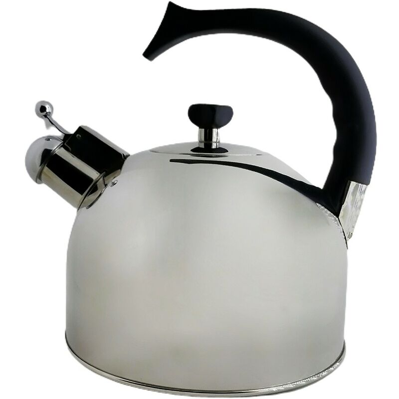 Image of Bollitore teiera grande con fischio in acciaio inox18/10 per acqua tè tisane 3lt doppio fondo radiante e manico ergonomico