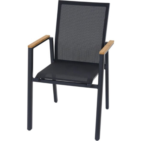 Bologna Stapelsessel, Textilbezug Alu, Armlehnen Teak FSC 100%
