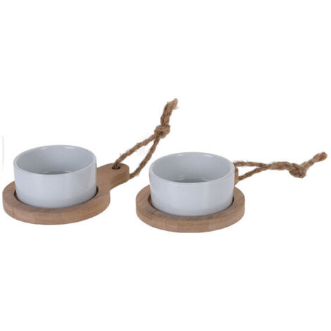 BOLS CON BANDEJA BAMBU SET 2 UNIDADES