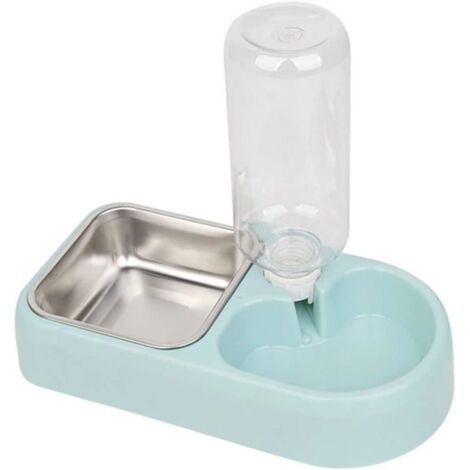 Bols doubles suspendus pour animaux de compagnie, ensemble de bols d'eau et de nourriture pour animaux de compagnie (bleu)