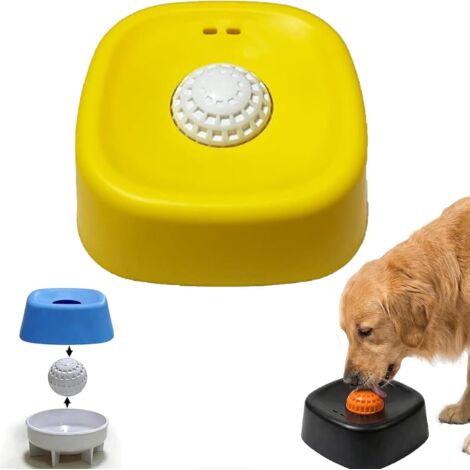 Bols pour Chiens à Alimentation Lente pour friandises liquides, Bol à lécher pour Chien avec Boules roulantes pour Bouillon d'os et Yaourt, pour Races de Chiots de Grande, Moyenne et peti Yellow 1pcs