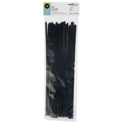 Bolsa 100 bridas negras 4,8x370 mm nylon 66 resistentes