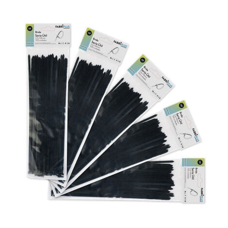 Bolsa 100 bridas util negras 2,5x100mm 100% nylon 66 resistentes y duraderas