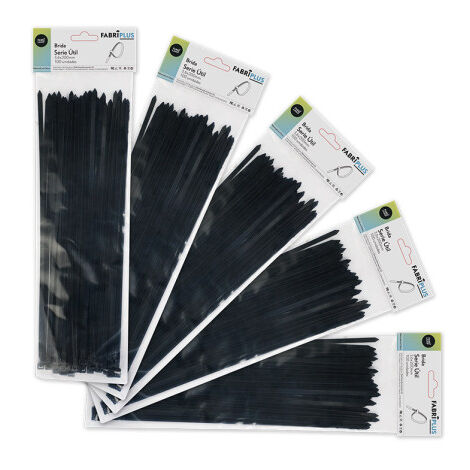 Bolsa 100 bridas util negras 3,6x200mm. 100% nylon 66 resistentes y duraderas