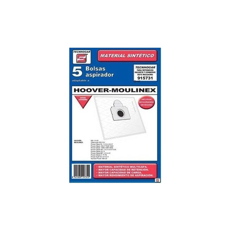 

Bolsa Aspirador Papel Hoover-Moulinex Thogar 5 Pz 915731