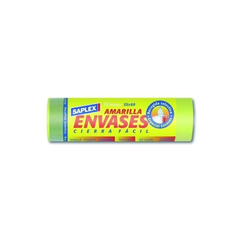 

Bolsa Basura 55X60 Cm Envases Plastico Amarillo SaPlasticoex 15 Pz