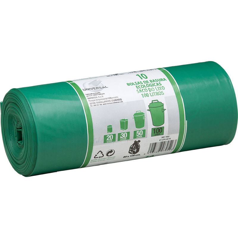 

Bolsa basura verde 7052 100Lt 80X100CM Rollo 10 Unidades