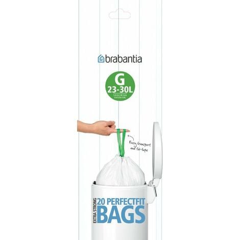 Bolsas de basura PerfectFit código G (23-30 litros), rollo de 10 bolsas
