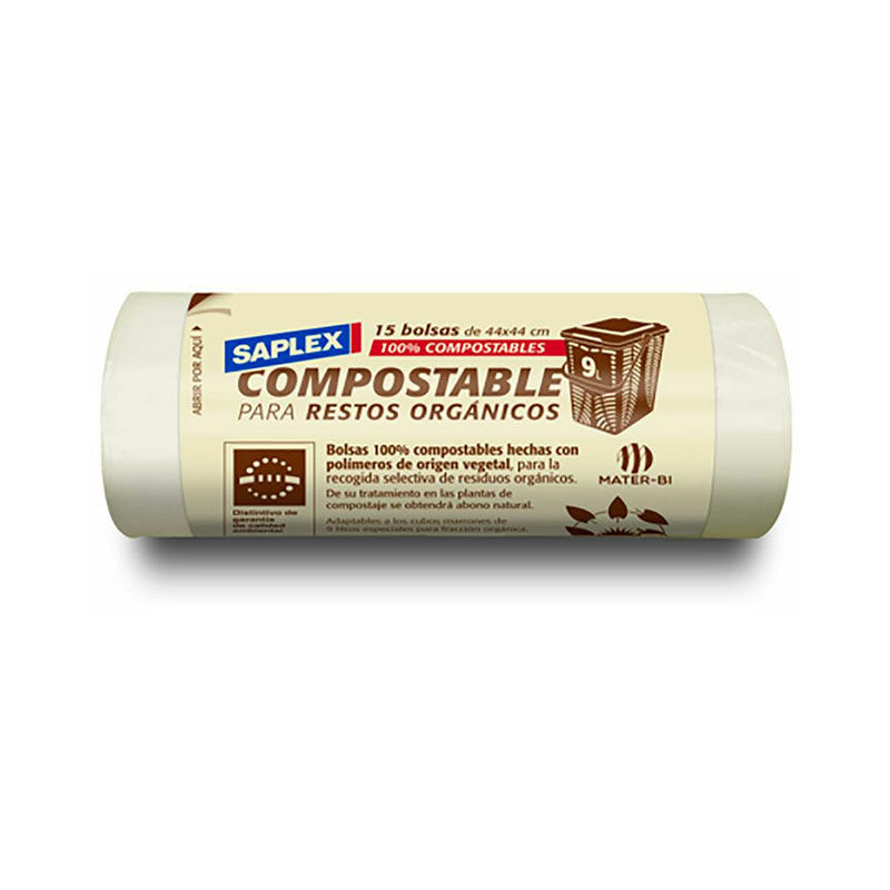 

SAPLEX Bolsa basura compostable 9lt 15ud saplex 44x44cm