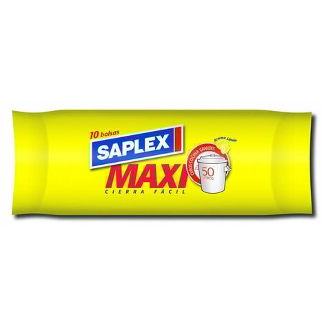Bolsa basura maxi, limón, blanca, 50lt  Saplex 95152