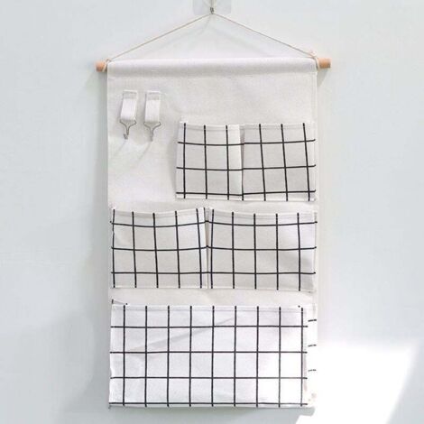 Bolsa blanca para colgar, 5 bolsillos, para colgar en la pared, ideal para cocina, baño y oficina.